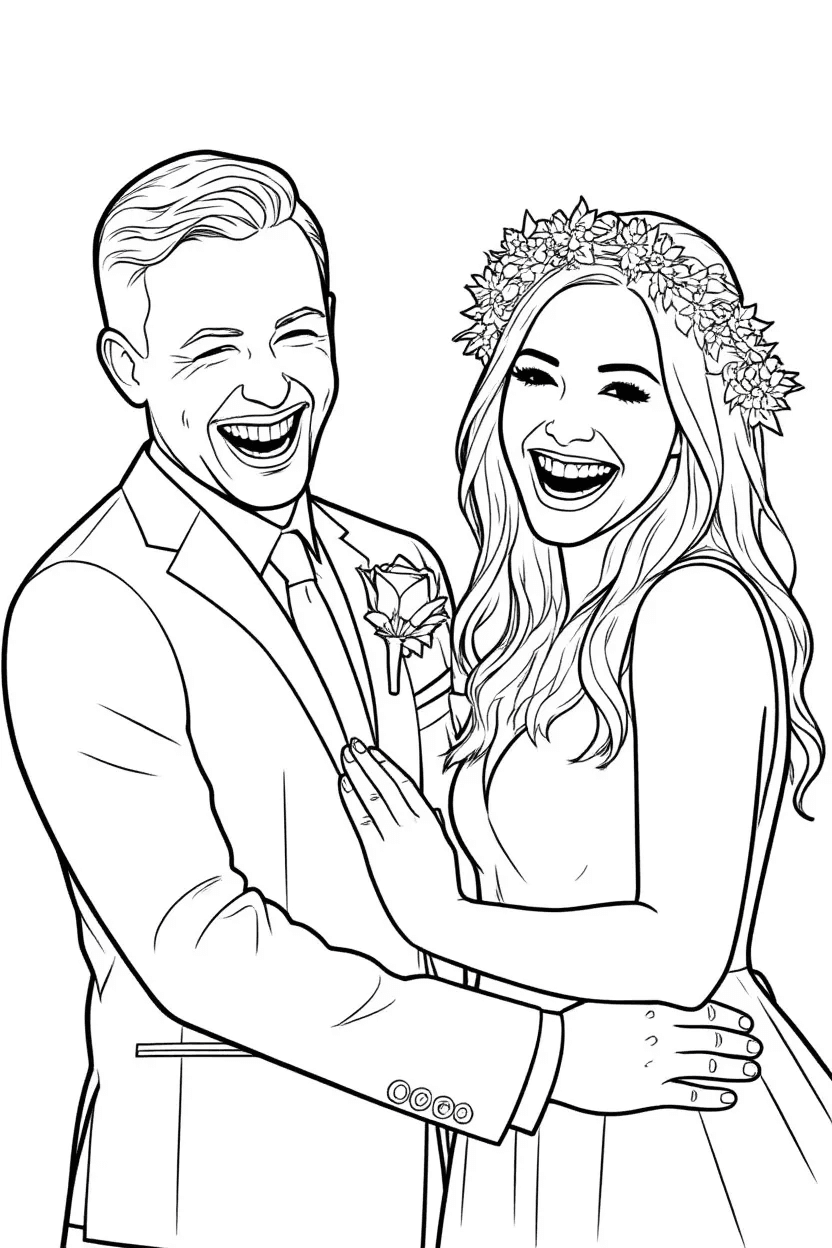 Wedding photo as a coloring page